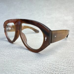 Men Glasses Frames Vintage Oversize Aviator Retro Handmade Natural Horn Prescription Reading Eyeglass Frames Optical Eyeglasses