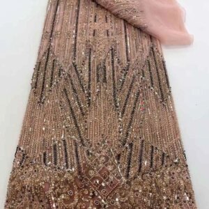 Africa Nigerian Beaded French Mesh Lace With Sequins High Quality 2025 Embroidery Lace Sequins Lace For Wedding Dresses Women