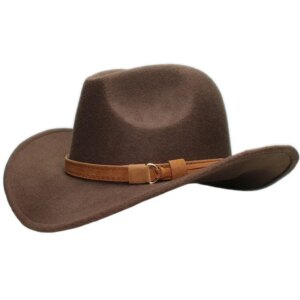 Casual assorted vintage belt cowboy hat with large brim and wide sunshade top