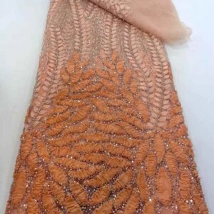High Quality African Handmade Beaded Lace Fabirc 2025 Sewing sequins Embroidery Nigreian Lace Fabric Women Wedding Dress