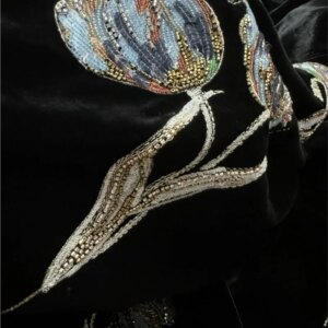 New Chinese-style tulip heavy embroidery silk velvet fabric coat cheongsam exquisite