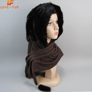 New Outdoor Women Real Mink Fur Hat Scarf Winter Woman Warm Natural Mink Fur Hooded Muffles Luxury Full Pelt Lady Fur Scarves