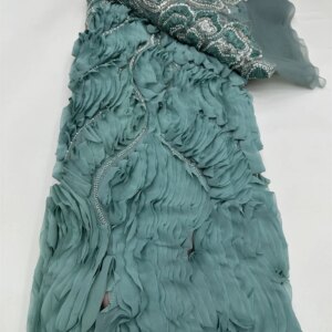 Luxury Beaded 3D African Lace Fabric High-Quality Nigerian Applique French Sequins Tulle for Bridal Wedding Sewing 2025