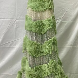 African Heavy Beaded Lace Fabric 2025 High Quality 5 Yards Green Sequins French Tulle Bead Lace For Wedding Party Dresses KB4996