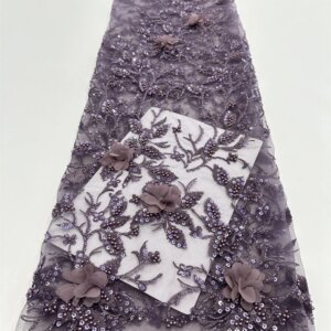 3D Embroidery Flower Fashion African Lace Fabric 2025 High Quality French Beaded Luxury Tulle Nigerian Sequins Net Lace Fabric