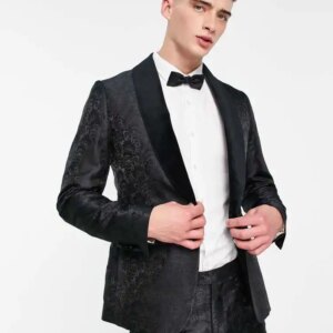 Jacquard Fabrics Wedding Suits for Man One Button Shawl Lepal 2 Pcs Blazer Pants Formal Business Office Evening Party Customized