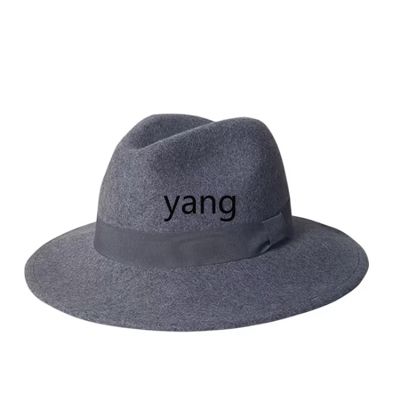LMM woolen hat British men's and women's autumn and winter wide-brimmed top hat casual versatile