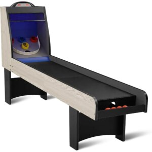 Roll and Score Classic Arcade Game Table, 8’ Roll and Score Game Set with LED Electronic Scorer, Sound, Automatic Ball Return fo