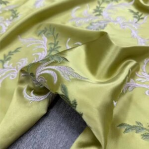 New product Heavy satin 30 momme embroidery fabric Chinese-style top and dress