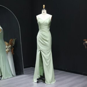 Sharon Said Elegant Green Satin Sweetheart Sleeveless Bridesmaid Dress Long Women Weeding Guest Gowns BS009 Customized