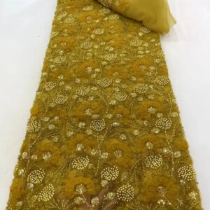 Africa Nigerian Beaded French Mesh Lace With Sequins High Quality 2025 Embroidery Lace Sequins Lace For Wedding Dresses Women.