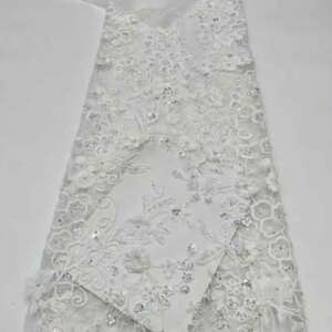Newest 3D Flower French Tulle With Beads Sequins Lace Fabric 2025 High Quality Nigerian African Laces Fabrics For Bridal Wedding