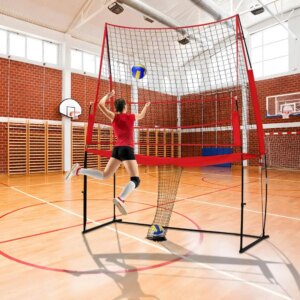 Volleyball Rebounder, 11x8ft Volleyball Rebounder Net, Height Adjustable Training Equipment, Volleyball Practice Net Station
