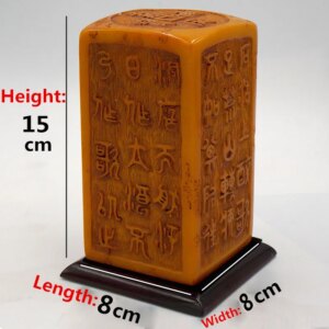 Shoushan Chinese Characters Jade Stone Antique Seal Rectangular Signet Painting Calligraphy With Cotton Box And Base Signet