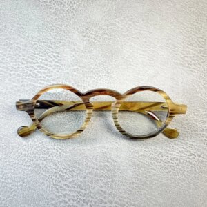 Eyeglass Frames Vinatge Round Antique Handmade Honey Black Horn Prescription Reading Man Glasses Frames Myopia Lenses Eyeglasses