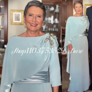 Fashion Mother Of The Bride Dresses 2025 Light Blue Elegant Chiffon Long Formal Occasion Evening hochzeitspartykleid Customised