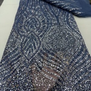 Latest Hot Sale Fashion Africa Lace Fabric High Quality Handmade Embroidery Lace With Beads Sequins Party For Wedding Dress