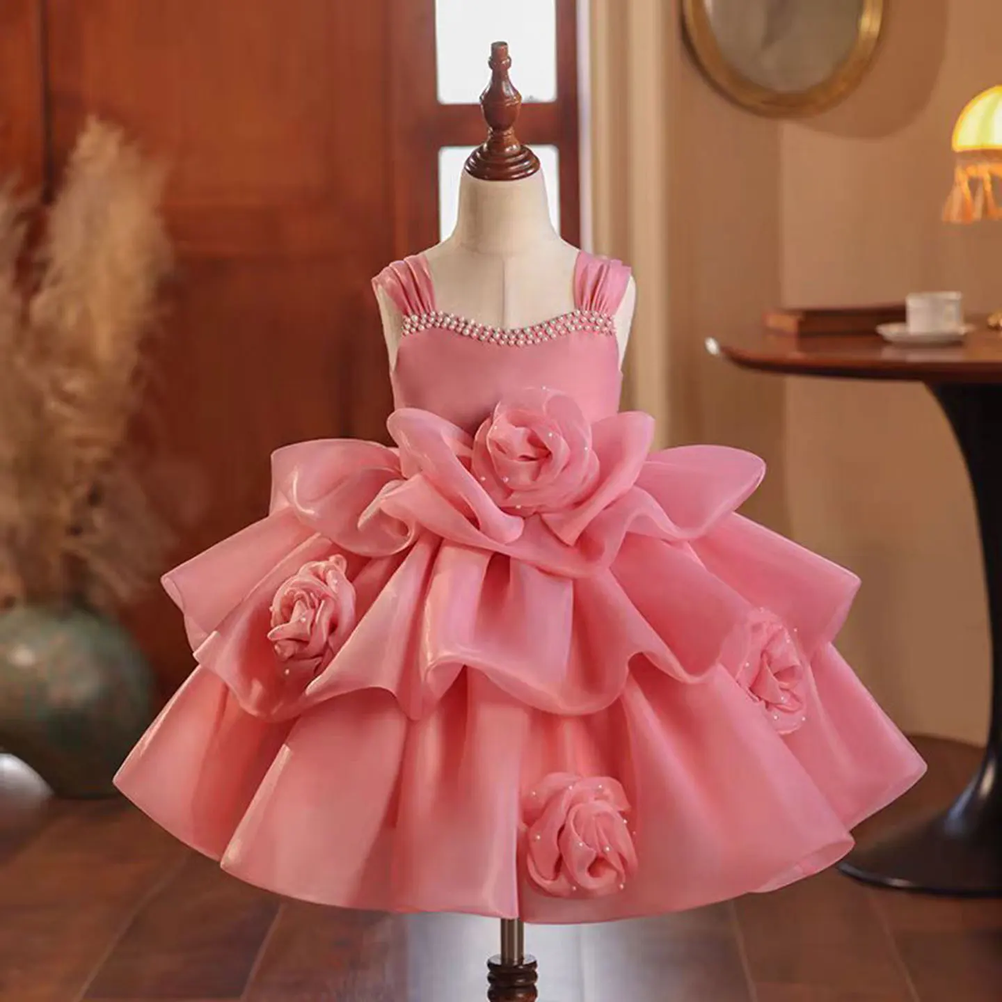 Dreamy Vow Charming Pink Girl Dress With 3D Flowers Sleeveless  Baby Kids Princess Birthday Wedding Party Holiday Gown 2025 J710