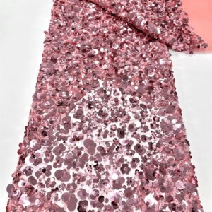 2025 African French Nigerian High End Tulle Lace Fabric With Beads Sequins Mesh for Embroiderg Wedding Party Bride Sewing Dress