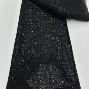 Black French Mesh Groom Lace Fabric Embroidered Sequins African Lace Fabric 2025 High Quality Nigerian Wedding Dress for Women