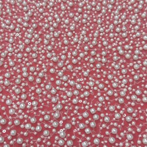 Elegant French Embroidery Heavy Beaded Net Lace Fabric 2025 African Nigerian Tulle Mesh with Sequins Fabric for Wedding Dress