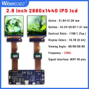 120Hz LS029B3SX02 2.9 inch 2880*1440 2k Dual Square LCD Displays For VR Headset HMD Panel DP MIPI Driver Board WISECOCO