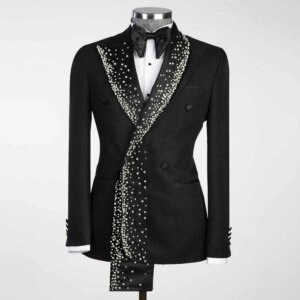 Mens Suit One Piece Slim Fit Tailor-Made Gentlemen Suit Jacket Beaded Diamonds Customized Wedding Formal Occasions Groom Tuxedo