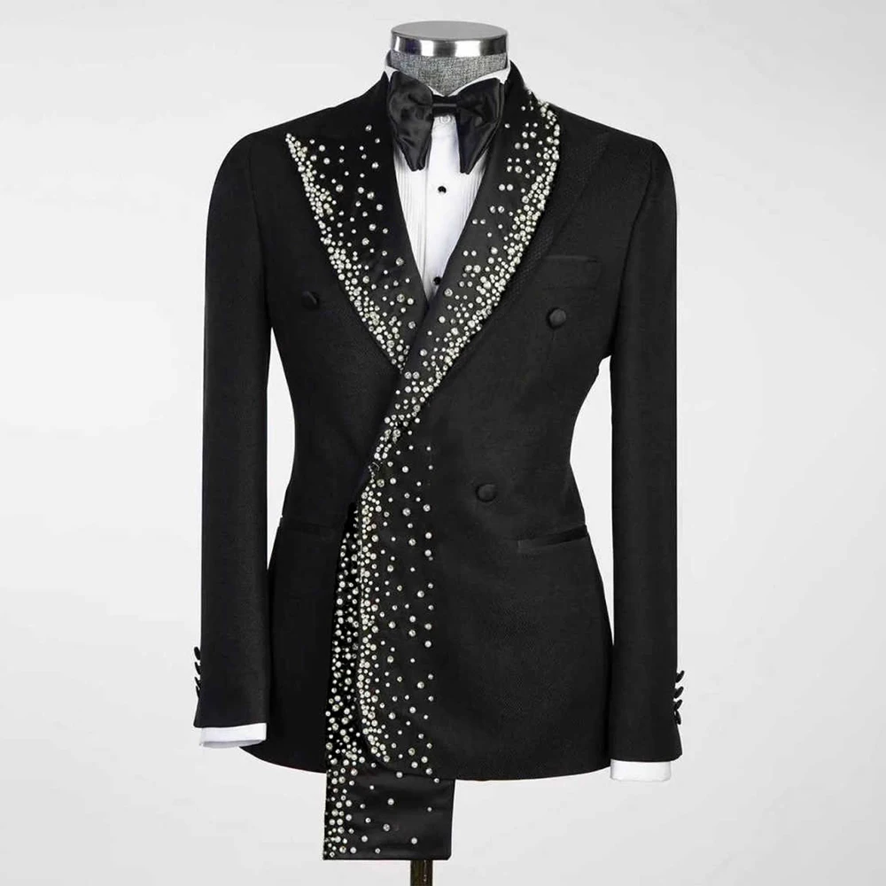 Mens Suit One Piece Slim Fit Tailor-Made Gentlemen Suit Jacket Beaded Diamonds Customized Wedding Formal Occasions Groom Tuxedo