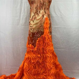 Elegant African Lace Fabric with Sequins Beaded Embroidery High Quality French Tulle for Nigerian Bridal Groom Dress