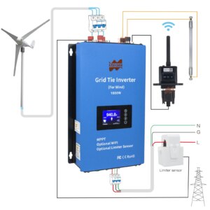 2000W Wind MPPT Limiter Inverter With Smart WiFi Grid-Tie Inverter DC48V to AC230V Limiter Function for Wind Generator