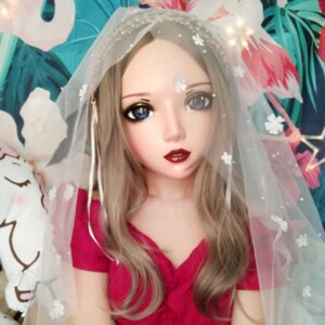(Er-09)Female Sweet Girl Resin Half Head Kigurumi BJD Eyes Crossdress Cosplay Japanese Anime Role Lolita Mask With Fairy Ear