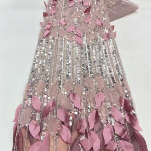 High Quality African Nigerian Elegant 3D Embroidered Lace Fabric 2025 French Lace Fabric With Stones For Party Wedding