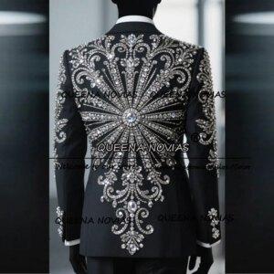 Sparkling Beaded Stones Wedding Groom Tuxedos Slim Fit 2 Pieces Sets Single Breasted Party Blazers Customized trajes de hombre