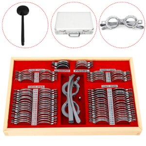 104 Pcs Optometry Optical Trial Lens Kit Test Metal Trial Frame Set W/ Case Box