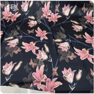 19momme Stretch Silk Fabrics Silkworm Satin Plant Flower Silky Summer Dress Cheongsam Clothing Cloth