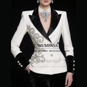 Exquisite Pearls Beaded Stones Women Suits 2 Pieces Mother Of The Bride Dress Customized 2 Pieces Wedding Guest Laides Cloting