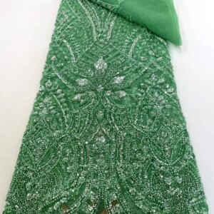 2025 African French Nigerian High End Tulle Lace Fabric With Beads Sequins Embroiderg Mesh for Wedding Party Bride Sewing Dress