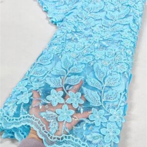 Beautiful 3D Net Embroidery African Fabric lace /Evening Dress Design/With Bead Embroidery French Tulle lace For Wedding A1153-1