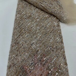 Heavy Beads African Sequins Mesh Fabric Embroidered French Nigerian Lace Fabric High Quality Lace For Party Sell by Yard,