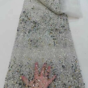 Luxury Nigerian African Heavy Beads Sequins Mesh Lace 2025 Embroidered Lace Tulle Bride French Net Lace Fabric Sewing