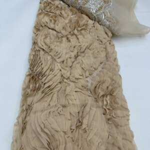 2025 African French Nigerian High End Tulle Lace Fabric With Beads Sequins Mesh for Embroiderg Wedding Party Bride Sewing Dress