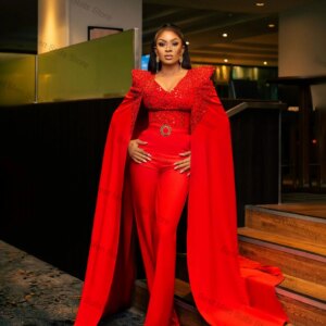 Luxury Red Wrap Women Suit Set 2 Piece Blazer+Pants Trousers Crystal Formal Office Jacket Customized Wedding Tuxedos Cotton Coat