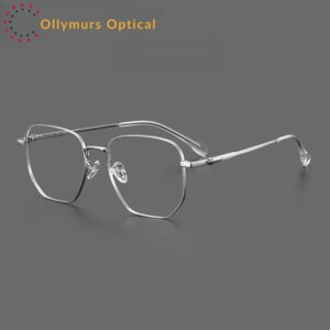 OLLYMURS New Retro Polygonal Pure Titanium Men’s Eyeglass Frame Optical Prescription Glasses For Women 122217