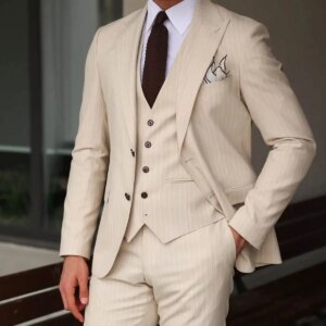 Modern Suits for Men Business Double Breasted Groom Tuxedo Slim Fit Men Suit Wedding 3 Pieces Blazer Pant Vest Customized