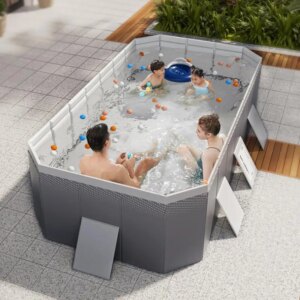 Minimalist Grey Non-Inflatable Swimming Pool Foldable Outdoor Portable Family Entertainment Party Equipment 2.6m 3m Swim Pools