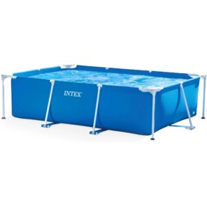 9.8′ x 79″ x 29.5″ Rectangular Frame Above Ground Outdoor Backyard Swimming Pool with Flow Control Valve for Quick Draining, Bl