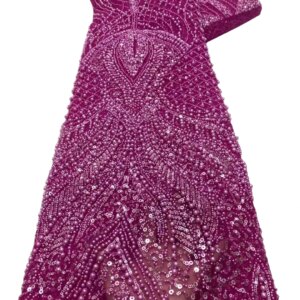 2025Latest Best Quality Luxurious Elegant Soft Mesh lace With Lots Beads Fabric For Wedding Evening Dresses NN1863_R