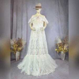 Maternity Dresses Photoshoot Pregnancy Women Clothing for Baby Shower One-Shoulder Dress with Organza Embroidery Gowns 2025 New