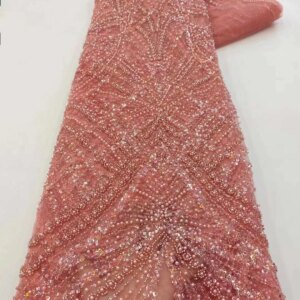 Green Sequin Lace Fabric African Fabric Lace Wedding Dress 2024 Luxury Gold Beaded Lace French Mesh Sequence for Sewing KB3272