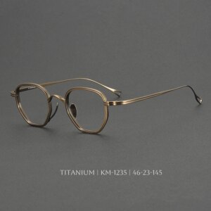 Japanese Retro Polygon Titanium Eyeglasses Blue Light Blocking Computer Eyeglasses Luxury Designer Optical Eyewear Men and Women